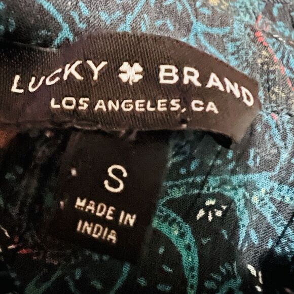 Lucky Brand Green Floral Ruffly Lightweight Flowy Romantic Blouse Size Small - Picture 7 of 9